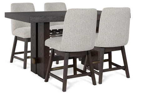 Burkhaus Dark Brown Counter Height Dining Table and 4 Barstools by Ashley at Eve Furniture