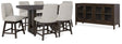 Burkhaus Dark Brown Counter Height Set with Server by Ashley at Eve Furniture