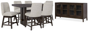 Burkhaus Dark Brown Counter Height Set with Server by Ashley at Eve Furniture