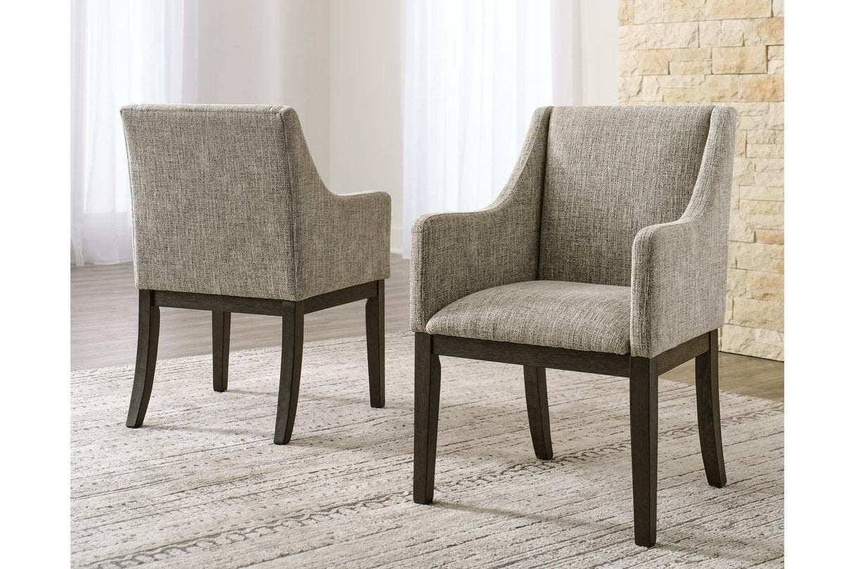 Burkhaus Dark Brown Dining Arm Chair, Set of 2 by Ashley at Eve Furniture