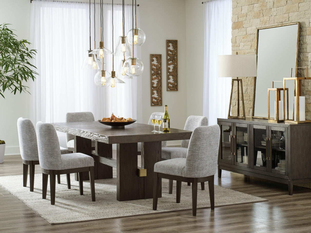 Burkhaus Dark Brown Dining Table and 6 Chairs by Ashley at Eve Furniture
