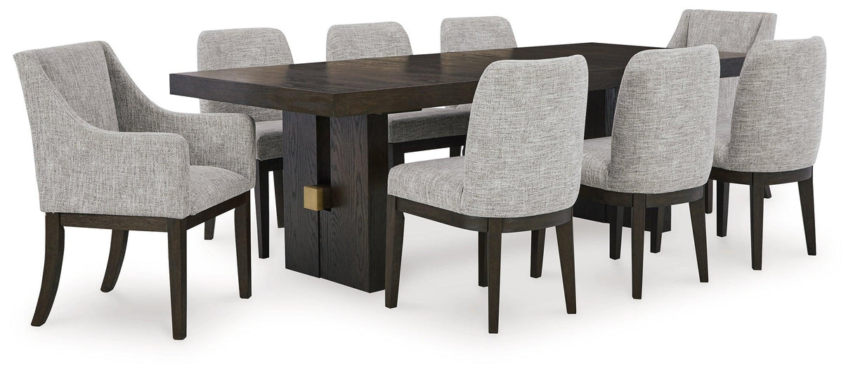 Burkhaus Dark Brown Dining Table and 8 Chairs by Ashley at Eve Furniture