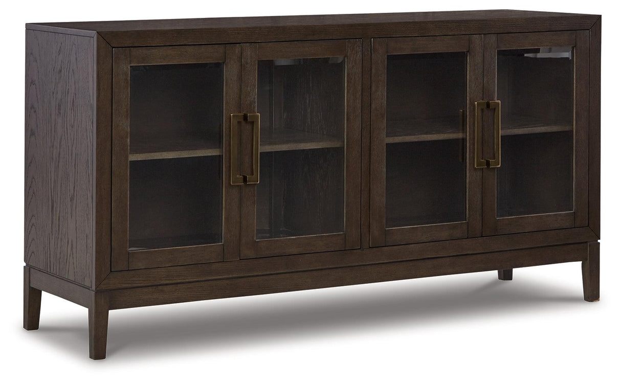 Burkhaus Dark Brown Dining Table and 8 Chairs with Server by Ashley at Eve Furniture