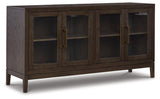 Burkhaus Dark Brown Dining Table and 8 Chairs with Server by Ashley at Eve Furniture