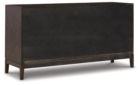 Burkhaus Dark Brown Dining Table and 8 Chairs with Server by Ashley at Eve Furniture