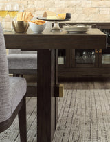 Burkhaus Dark Brown Dining Table and 8 Chairs with Server by Ashley at Eve Furniture