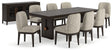Burkhaus Dark Brown Dining Table and 8 Chairs with Server by Ashley at Eve Furniture
