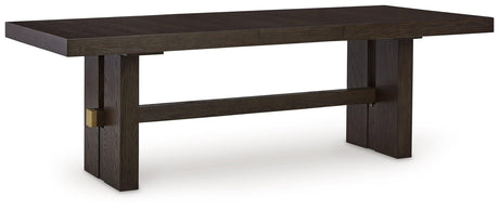 Burkhaus Dark Brown Dining Table and 8 Chairs with Server by Ashley at Eve Furniture