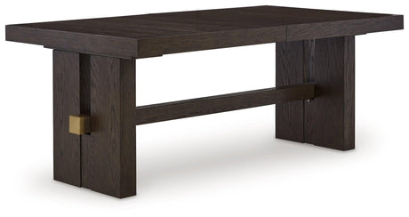 Burkhaus Dark Brown Dining Table and 8 Chairs with Server by Ashley at Eve Furniture