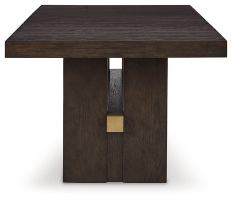 Burkhaus Dark Brown Dining Table and 8 Chairs with Server by Ashley at Eve Furniture