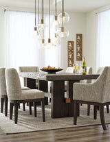 Burkhaus Dark Brown Extendable Dining Set by Ashley at Eve Furniture