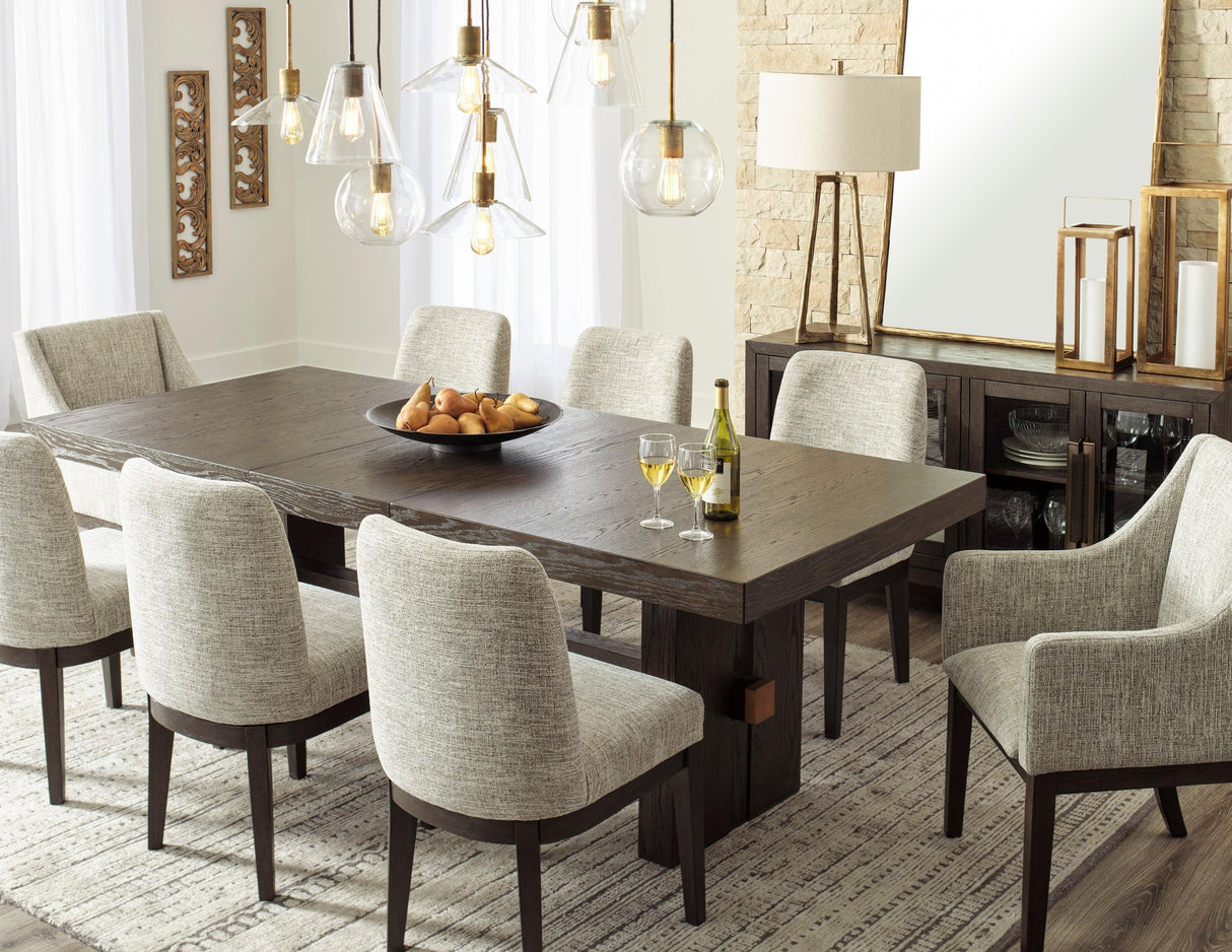 Burkhaus Dark Brown Extendable Dining Set by Ashley at Eve Furniture