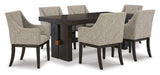 Burkhaus Dark Brown Extendable Upholstered Dining Set by Ashley at Eve Furniture