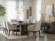 Burkhaus Dark Brown Extendable Upholstered Dining Set by Ashley at Eve Furniture