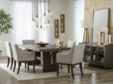 Burkhaus Dark Brown Extendable Upholstered Dining Set by Ashley at Eve Furniture