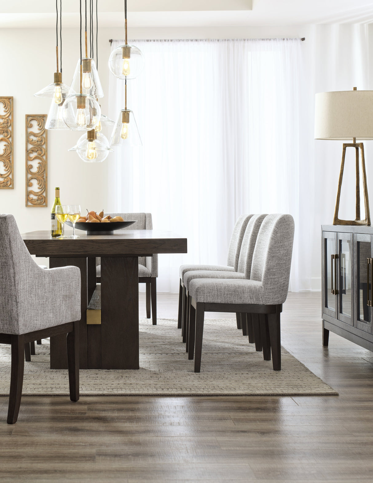 Burkhaus Dining Table and 8 Chairs in Dark Brown by Ashley at Eve Furniture