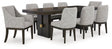 Burkhaus Dining Table and 8 Chairs in Dark Brown by Ashley at Eve Furniture