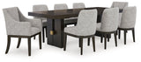 Burkhaus Dining Table and 8 Chairs in Dark Brown by Ashley at Eve Furniture