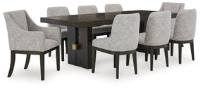 Burkhaus Dining Table and 8 Chairs in Dark Brown by Ashley at Eve Furniture