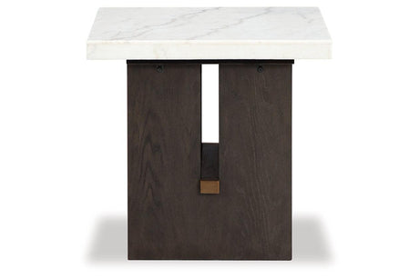 Burkhaus White/Dark Brown Coffee Table and 2 Ends by Ashley at Eve Furniture