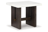 Burkhaus White/Dark Brown Coffee Table and 2 Ends by Ashley at Eve Furniture