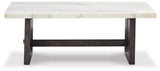 Burkhaus White/Dark Brown Coffee Table by Ashley at Eve Furniture
