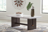 Burkhaus White/Dark Brown Coffee Table by Ashley at Eve Furniture