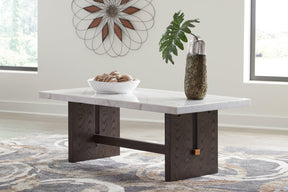 Burkhaus White/Dark Brown Coffee Table by Ashley at Eve Furniture