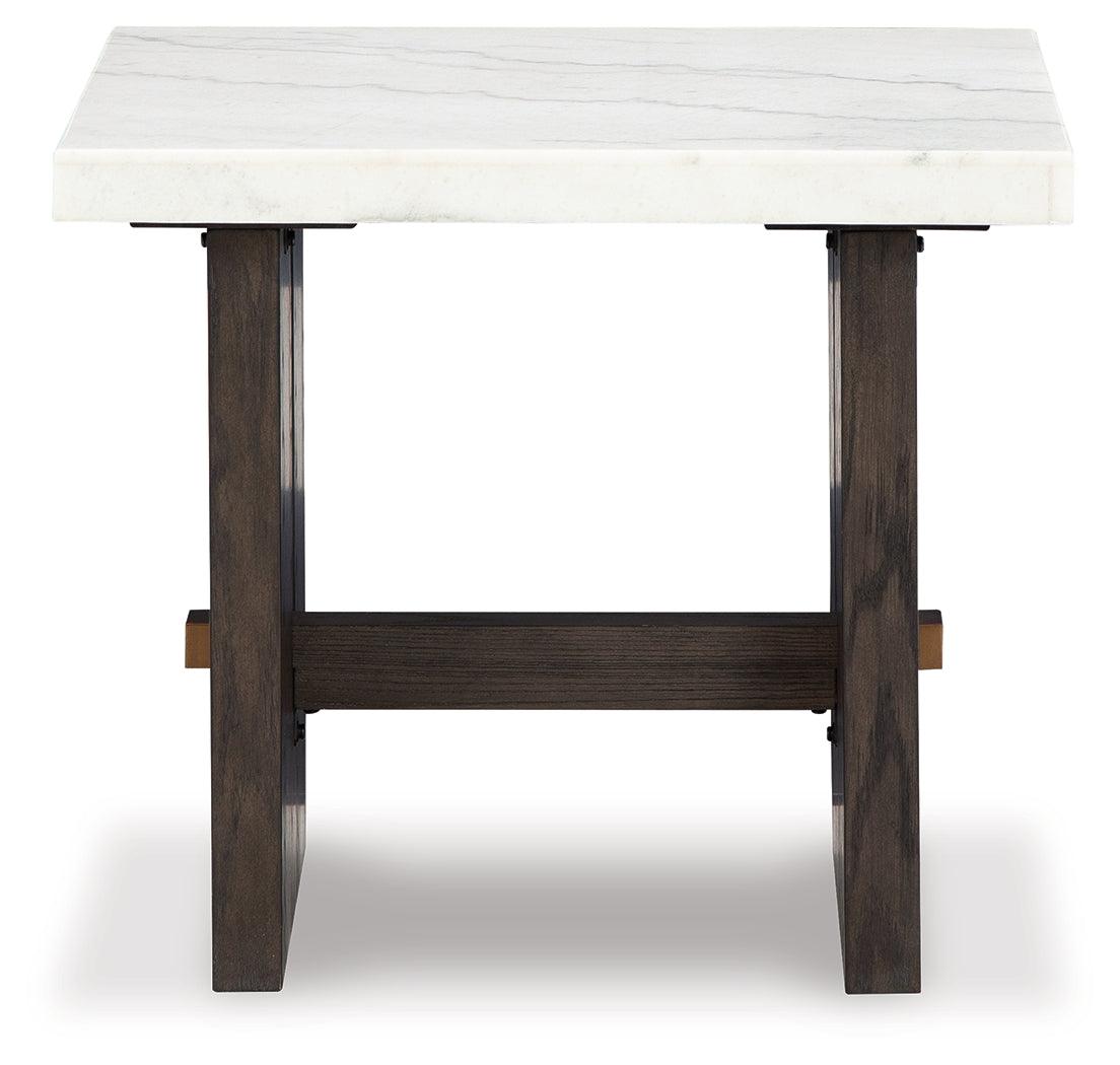 Burkhaus White/Dark Brown End Table by Ashley at Eve Furniture