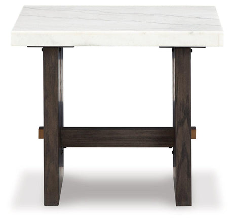 Burkhaus White/Dark Brown End Table by Ashley at Eve Furniture