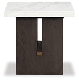 Burkhaus White/Dark Brown End Table by Ashley at Eve Furniture