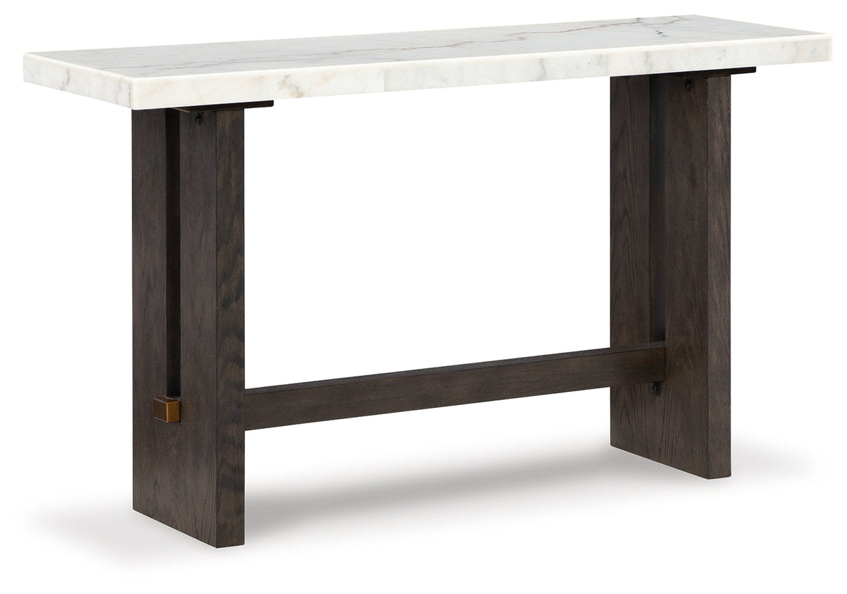 Burkhaus White/Dark Brown Sofa Table by Ashley at Eve Furniture