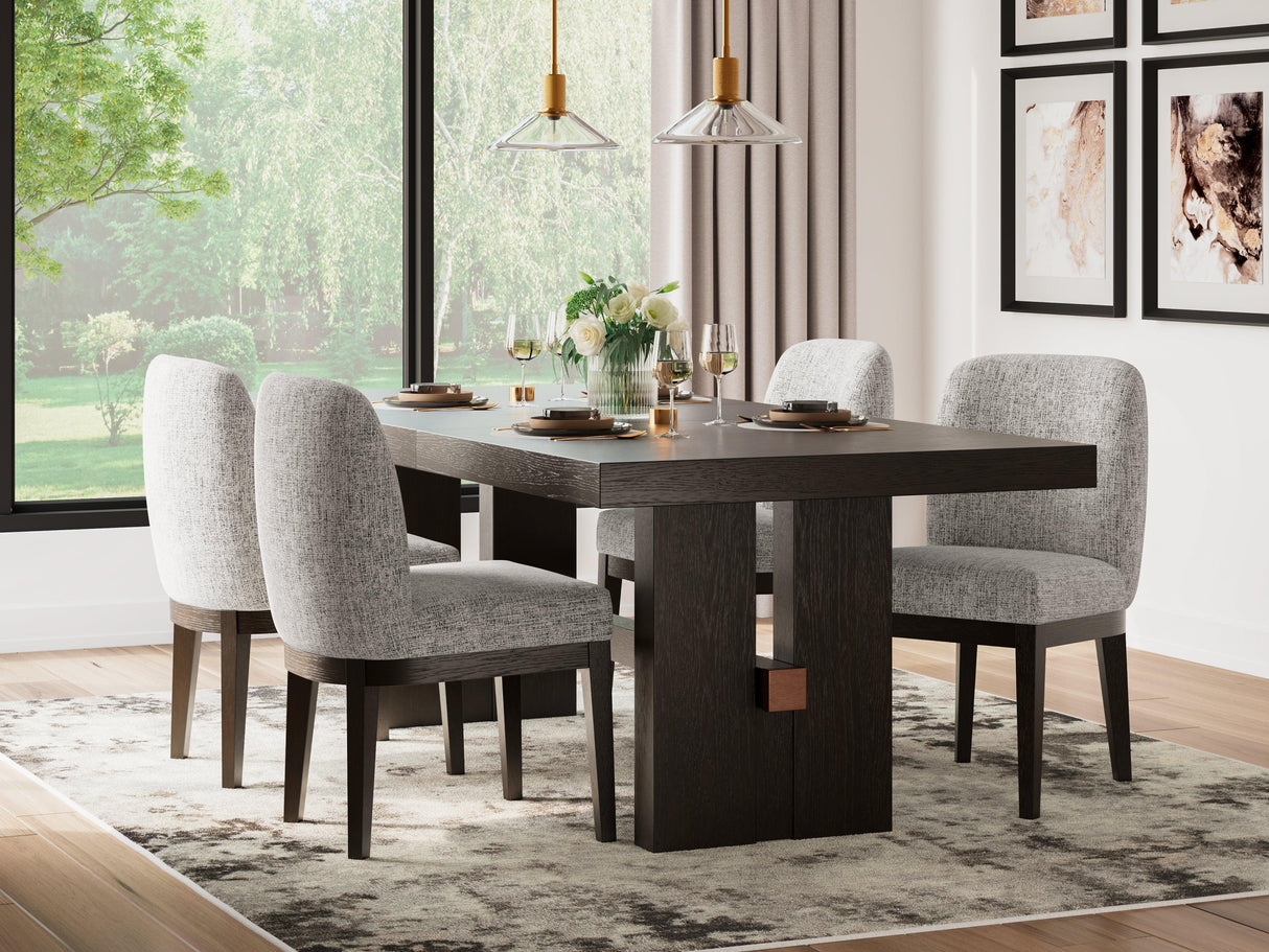 Burkhaus Dark Brown Dining Table and 4 Chairs by Ashley at Eve Furniture