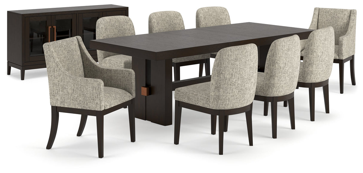 Burkhaus Dining Table and 8 Chairs with Storage by Ashley at Eve Furniture