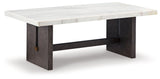 Burkhaus White/Dark Brown Coffee Table by Ashley at Eve Furniture