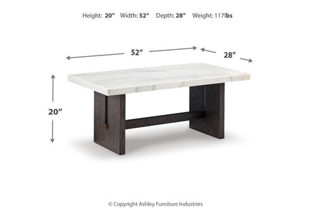 Burkhaus White/Dark Brown Coffee Table and 2 Ends by Ashley at Eve Furniture