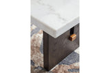 Burkhaus White/Dark Brown Coffee Table and 2 Ends by Ashley at Eve Furniture