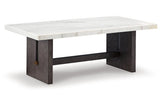 Burkhaus White/Dark Brown Coffee Table and 2 Ends by Ashley at Eve Furniture