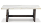 Burkhaus White/Dark Brown Coffee Table and 2 Ends by Ashley at Eve Furniture