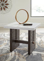 Burkhaus White/Dark Brown End Table by Ashley at Eve Furniture