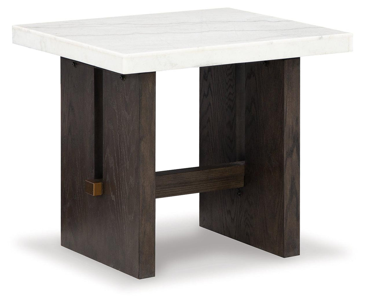 Burkhaus White/Dark Brown End Table by Ashley at Eve Furniture