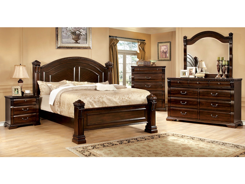 Burleigh Cherry 4-Piece Queen Bedroom Set by Furniture of America at Eve Furniture