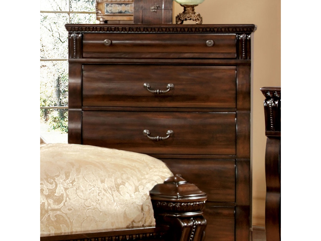 Burleigh Cherry 5-Piece Queen Bedroom Set by Furniture of America at Eve Furniture