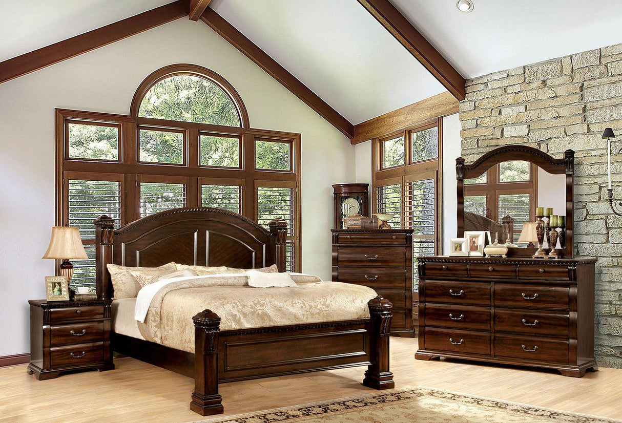 Burleigh Cherry King Poster Bed by Furniture of America at Eve Furniture