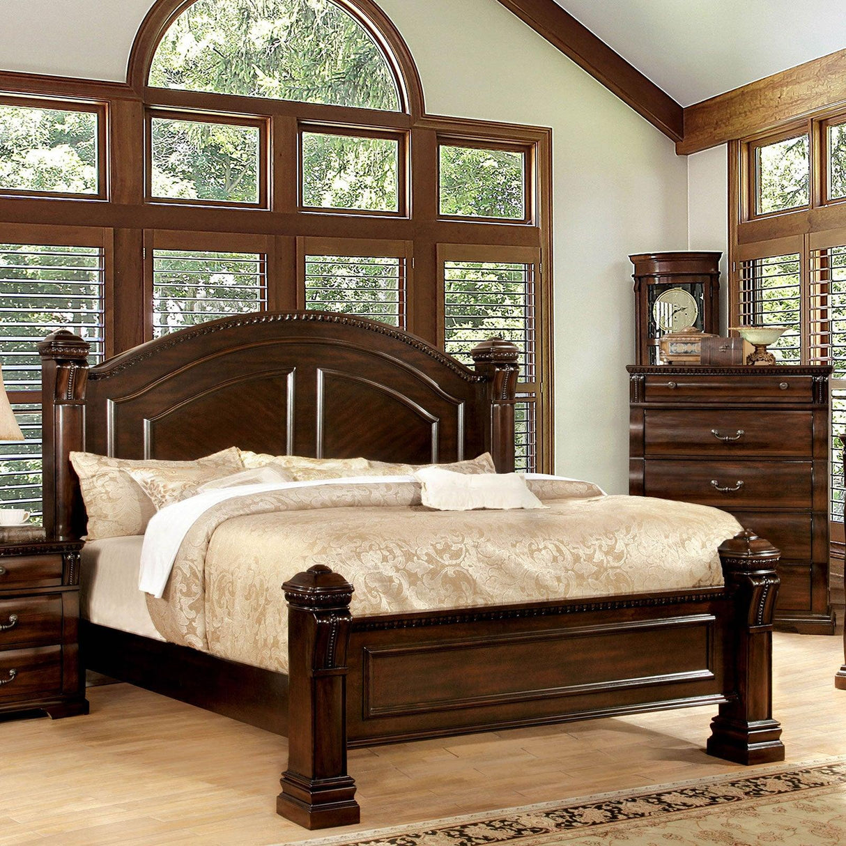 Burleigh Cherry King Poster Bed by Furniture of America at Eve Furniture