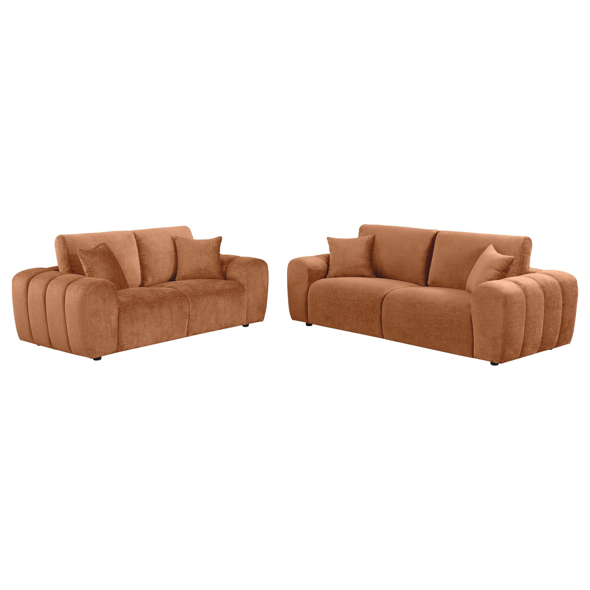Burnett Burnt Orange 2-piece Chenille Upholstered Sofa Set by Coaster at Eve Furniture