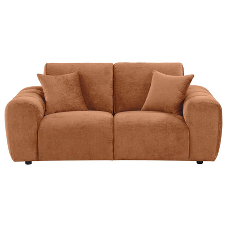 Burnett Chenille Upholstered Wide Arm Loveseat Burnt Orange by Coaster at Eve Furniture