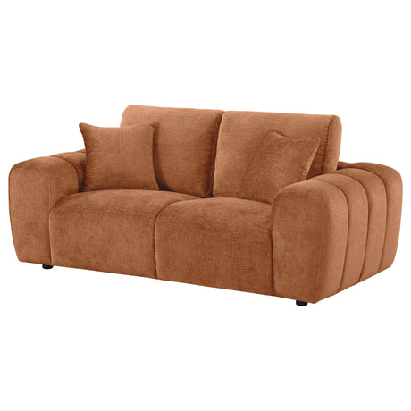 Burnett Chenille Upholstered Wide Arm Loveseat Burnt Orange by Coaster at Eve Furniture