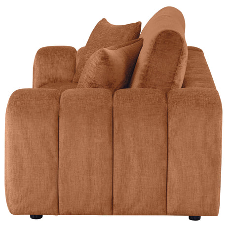 Burnett Chenille Upholstered Wide Arm Loveseat Burnt Orange by Coaster at Eve Furniture