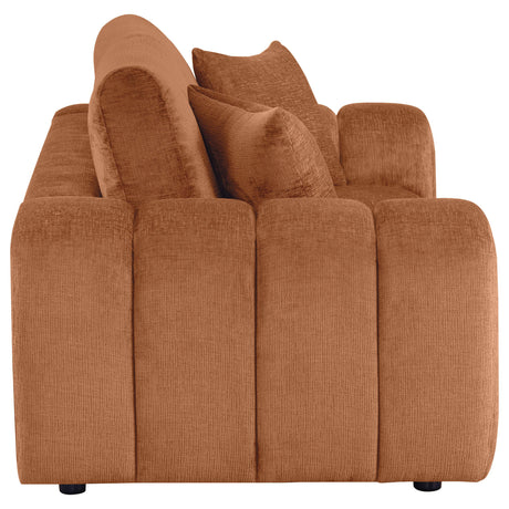 Burnett Chenille Upholstered Wide Arm Loveseat Burnt Orange by Coaster at Eve Furniture